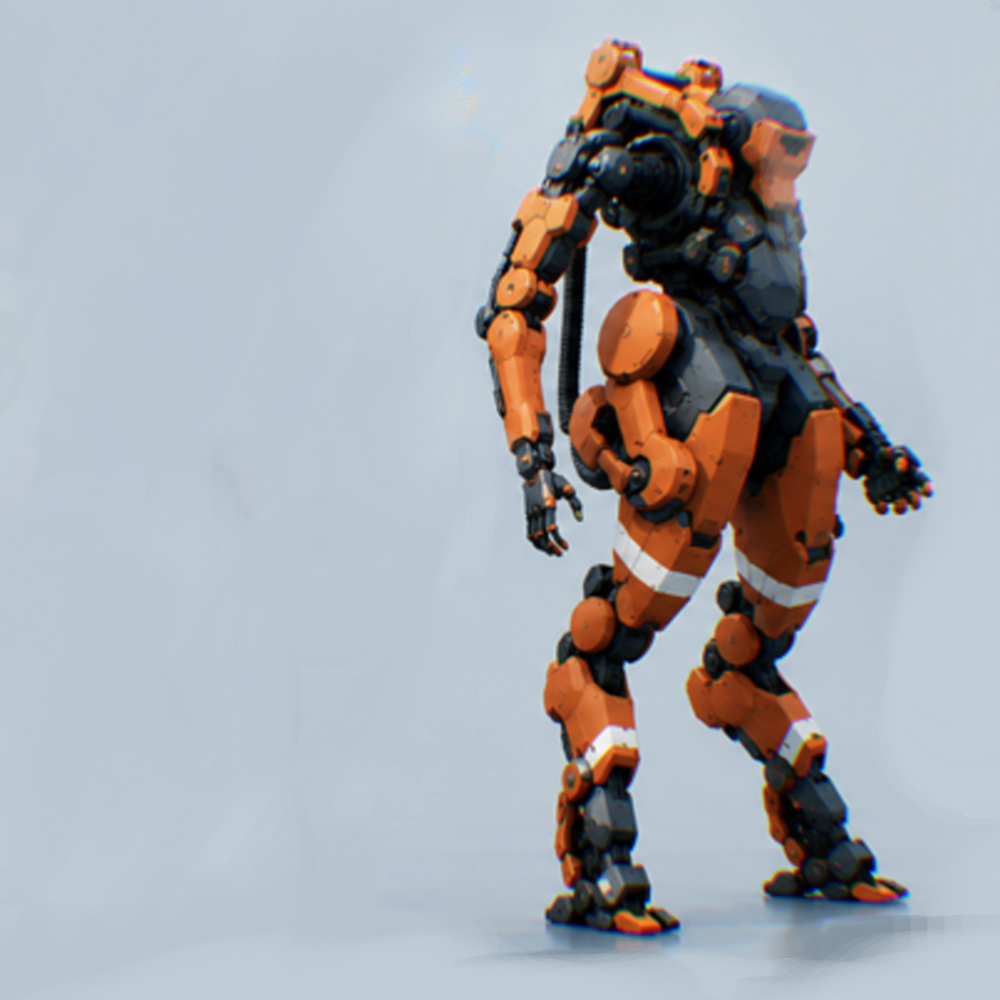 DRN-7 mobility assault mech with orange armor