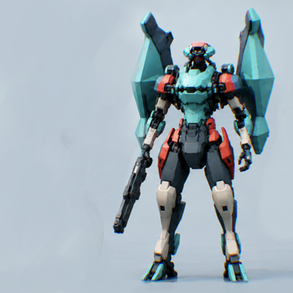 X18 Bråndskär recon assault mech with teal wings